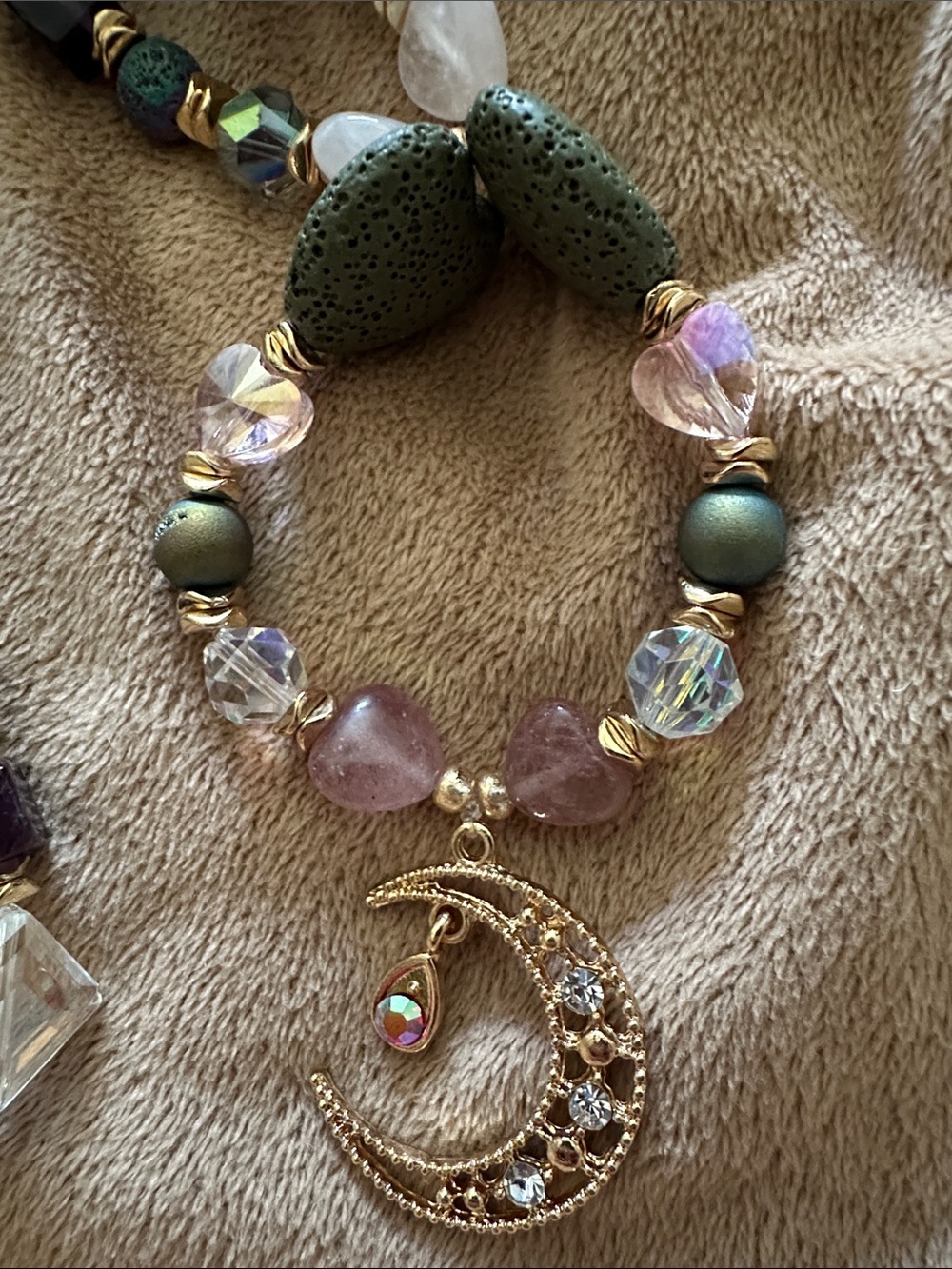Secret Moon Wishes HangCharm (Amethyst, Strawberry And Rose Quartz And Druzy) - Picture 5 of 8